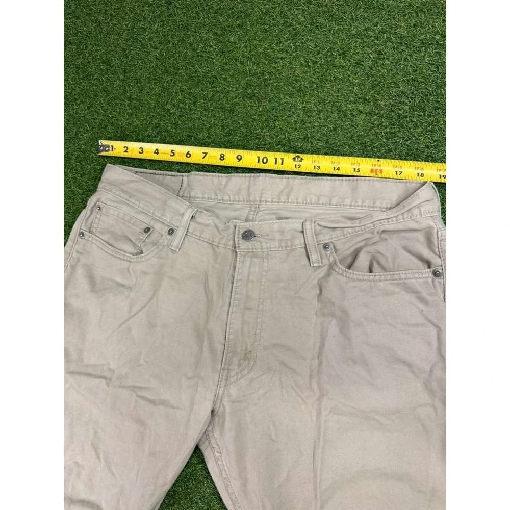 Levi's 514 Straight Leg Jeans‎ Mens 36x29 Beige Denim Patch Logo Streetwear